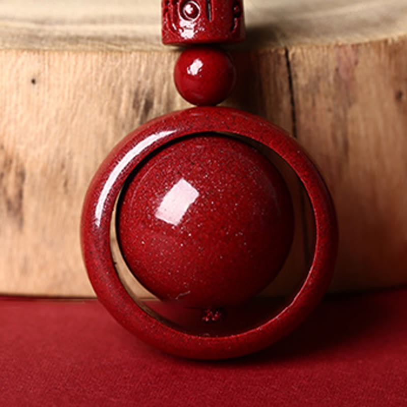 Cinnabar Om Mani Padme Hum Necklace for Blessing & Luck