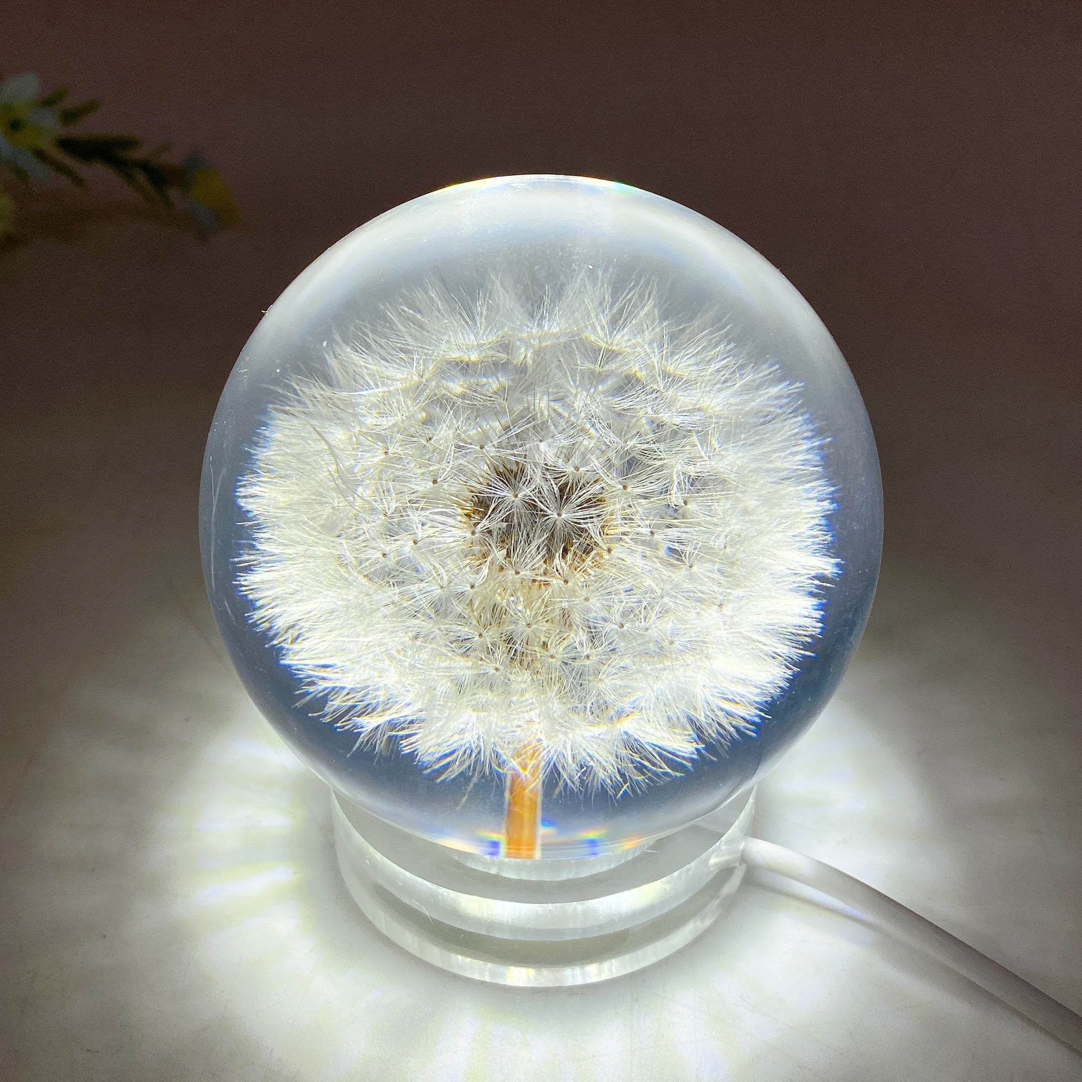 70mm Resin Flower Sphere Crystal Healing Orb
