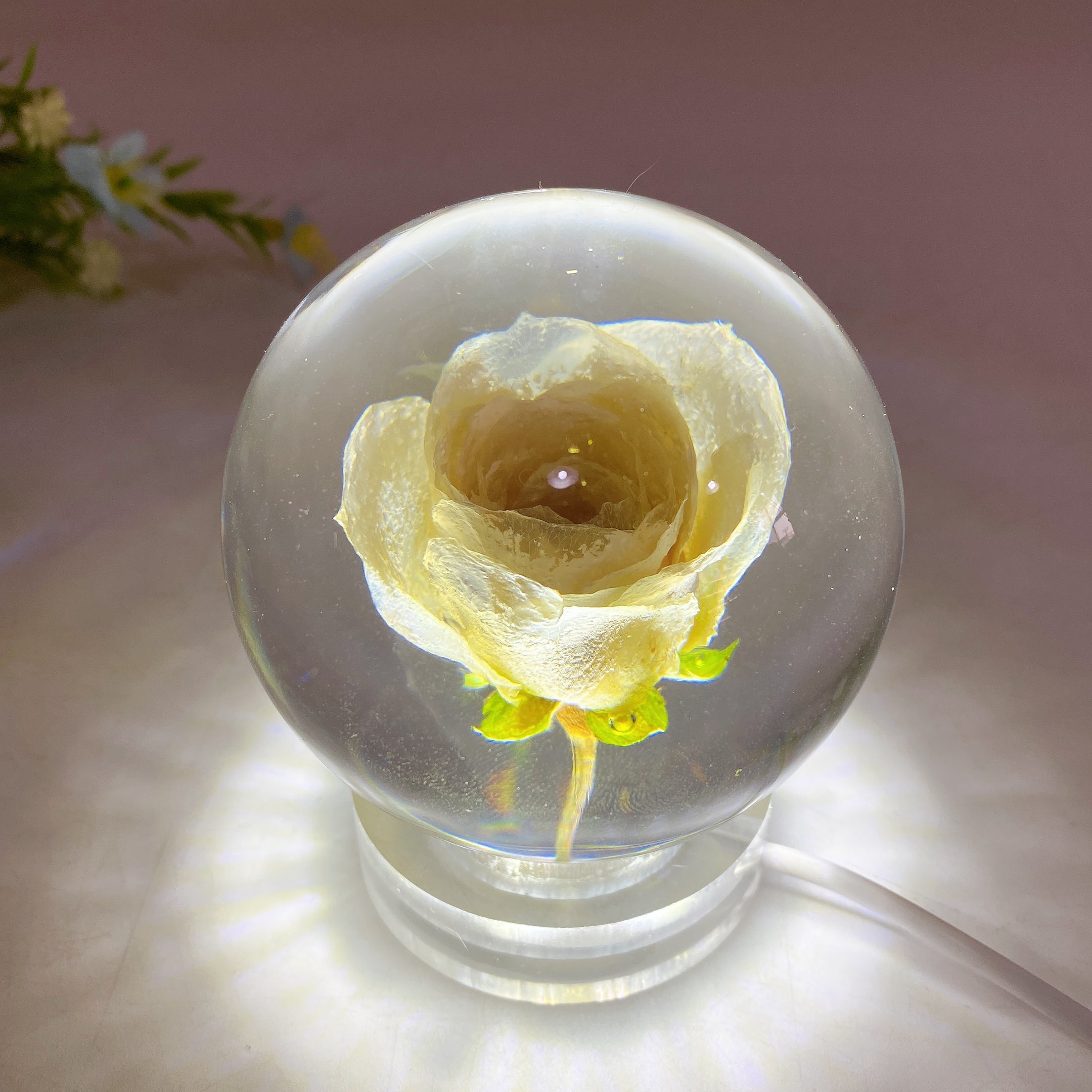 70mm Resin Flower Sphere Crystal Healing Orb