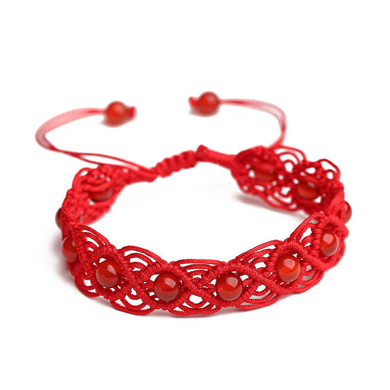 Red Agate Confidence Bracelet with Red String 6mm Beads
