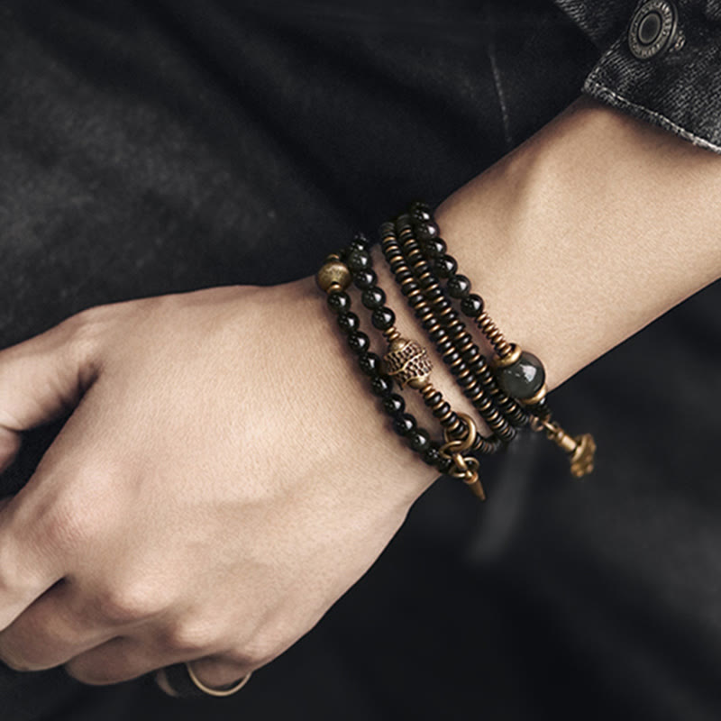 6mm Rainbow Obsidian Positive Multilayer Bracelet