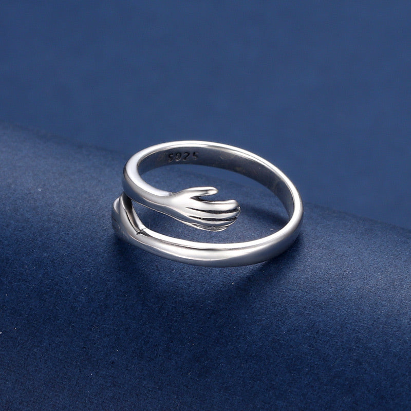 925 Sterling Silver Love Hug Thumb Ring | Spiritual Protection