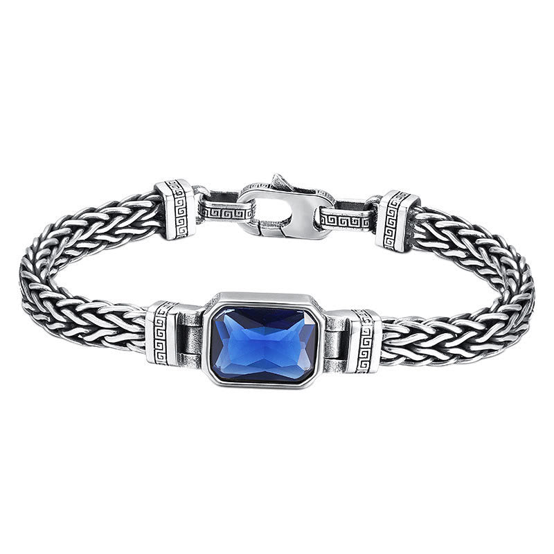 Copper Dragon Bracelet with Blue Acrylic Buckle for Wealth