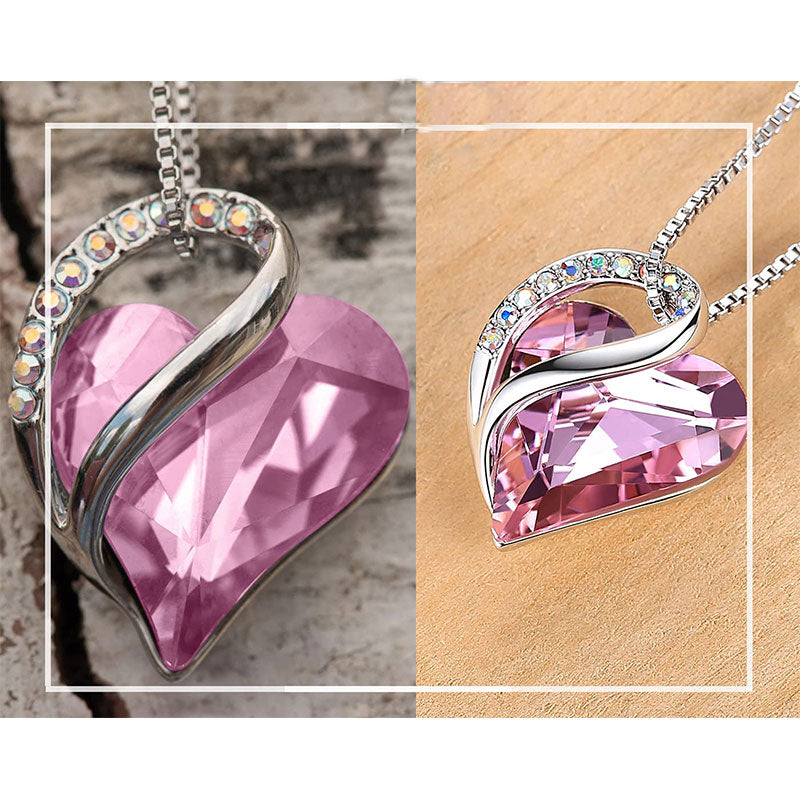 Love Heart Birthstone Healing Energy Necklace Pendant