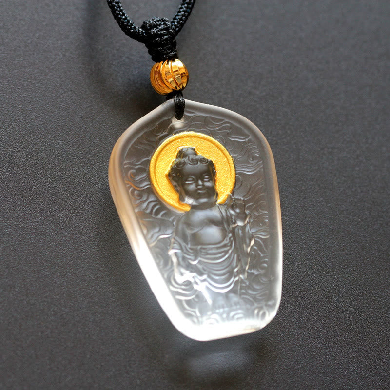 Liuli Crystal Buddha Pendant for Serenity & Mindfulness