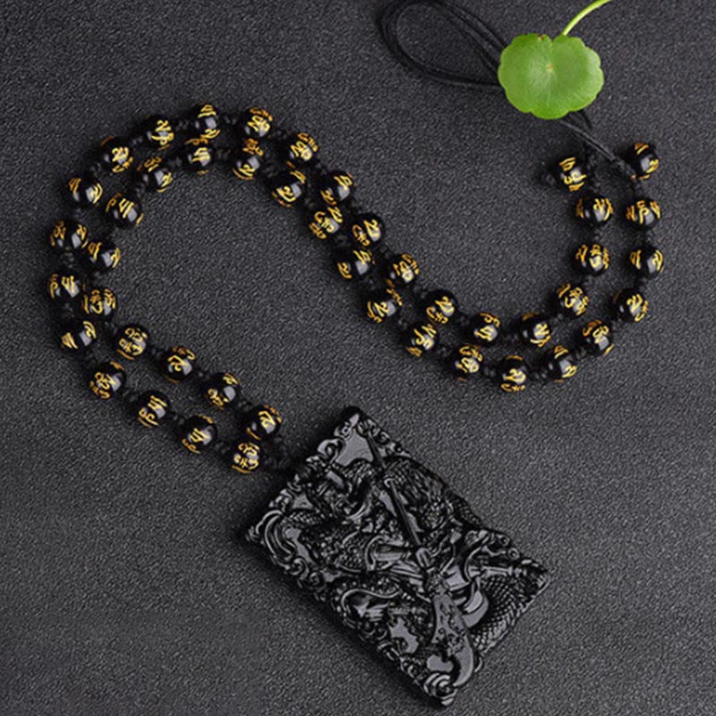 Unisex Jade Necklace Lord Guan Protection Pendant 56mm