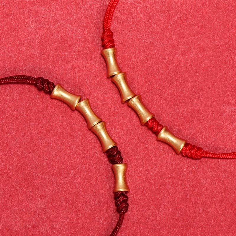 925 Sterling Silver Bamboo Protection Luck Red String Bracelet