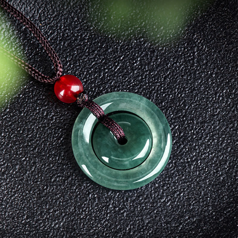 Green Jade Double Peace Buckle Necklace for Abundance