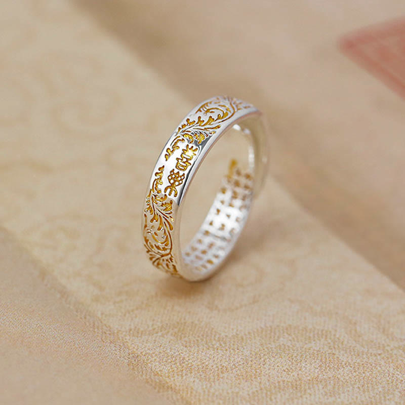 Adjustable Lotus Ring Copper Peace & Joy Tang Dynasty Design
