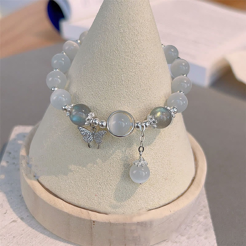 8mm Moonstone Bracelet with Cat's Eye for Support & Peace