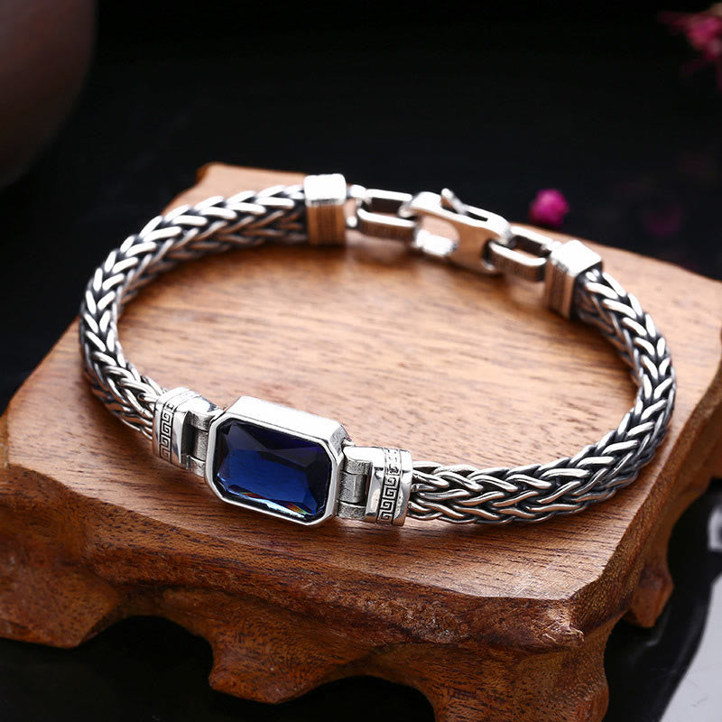 Copper Dragon Bracelet with Blue Acrylic Buckle for Wealth