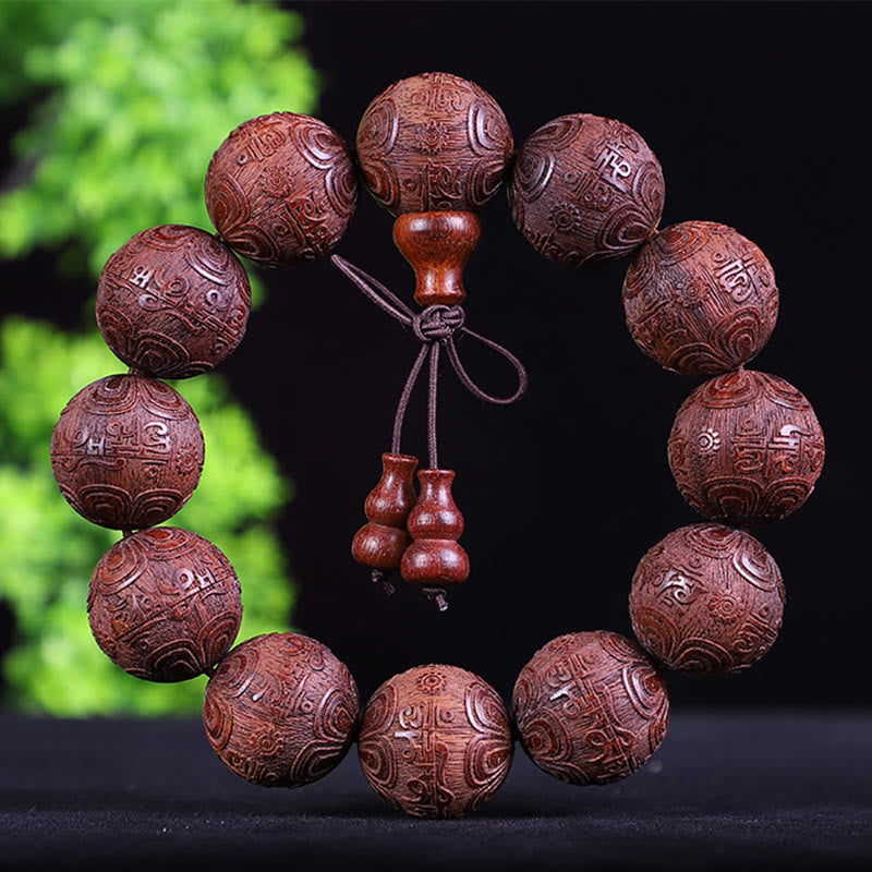 Bracelet zodiaque chinois en bois de rose | 12 perles du zodiaque Chaleur