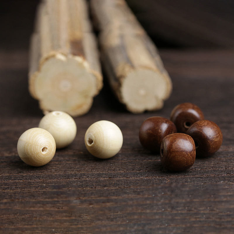 6*8mm Abelia Biflora Wood & Hetian Jade Protection Bracelet