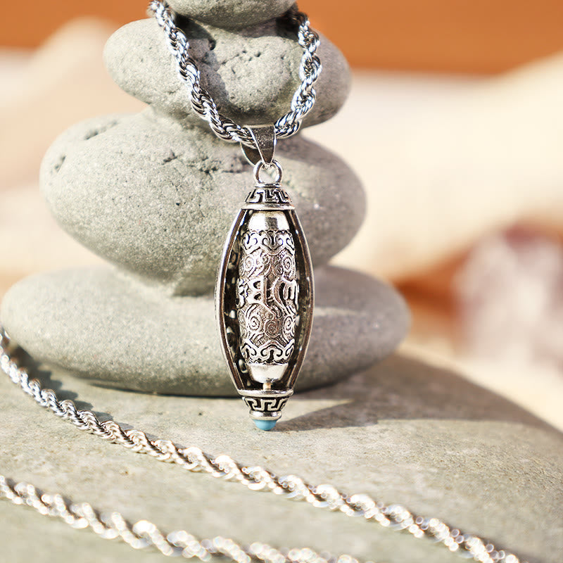 Collier de protection rotatif Om Mani Padme Hum en cuivre