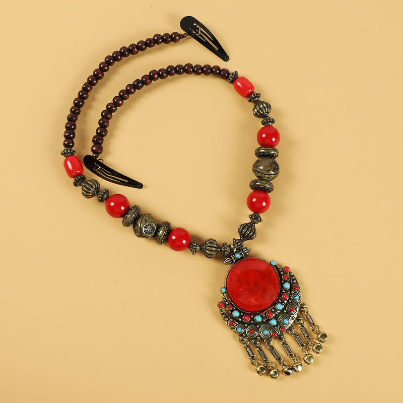 Copper Tibetan Spiritual Retro Beads Tassel Hair Accessories