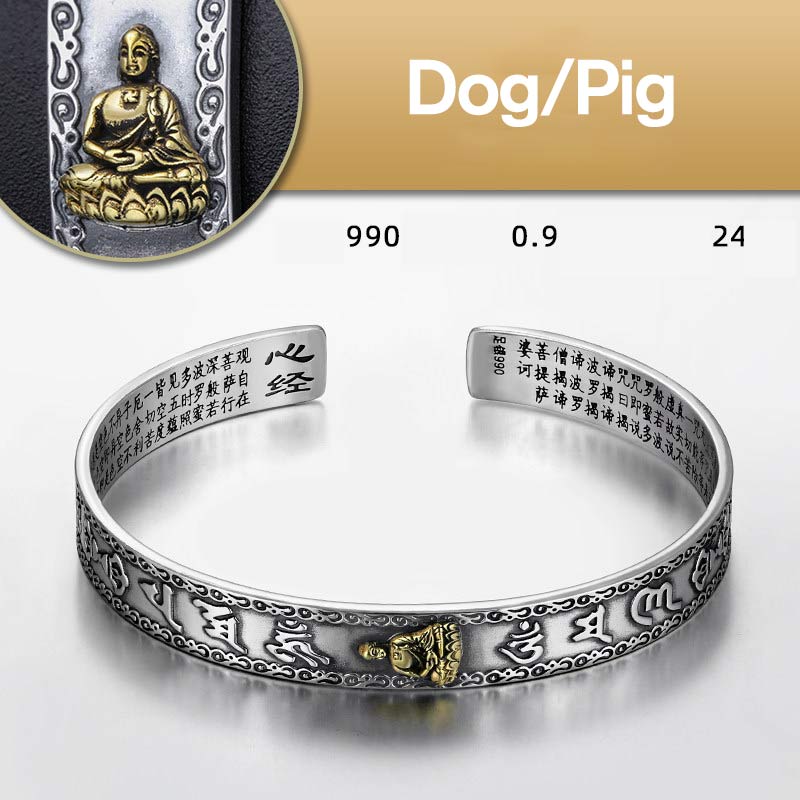 Bracelet de protection du Bouddha du zodiaque chinois en argent 9 mm