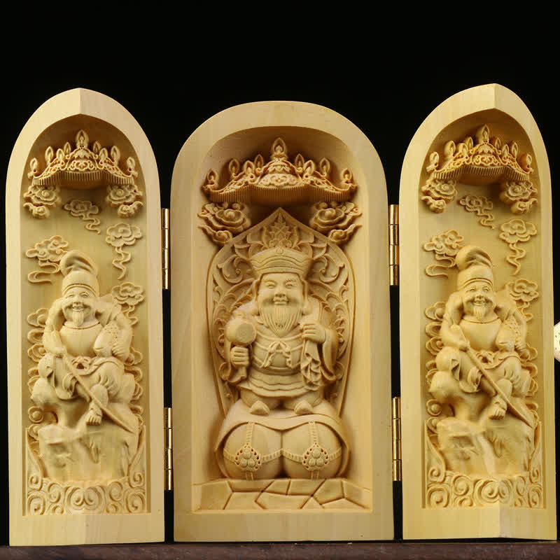 Hand-carved Boxwood Serenity Altar | Portable Prayer Altar Item
