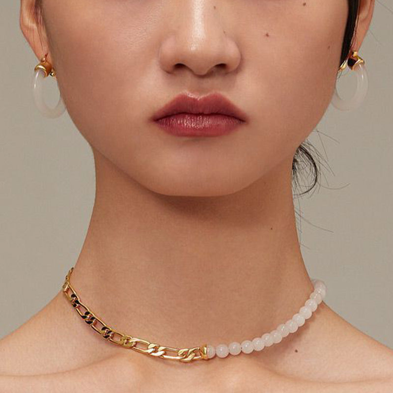 Round White Jade Prosperity Earrings with Silver and Gold Options