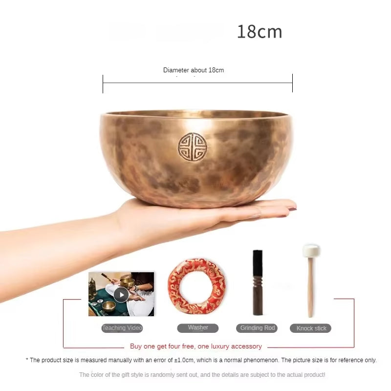 Full Moon Nepal Singing Bowl Handmade Brass Tibetan Singing Bowls Meditation Yoga Professional Percussion Instruments Accessory