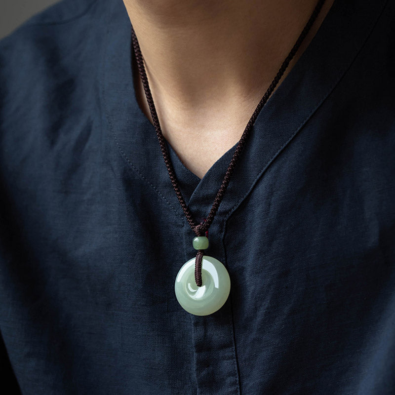 Natural Round Jade Necklace for Prosperity and Luck