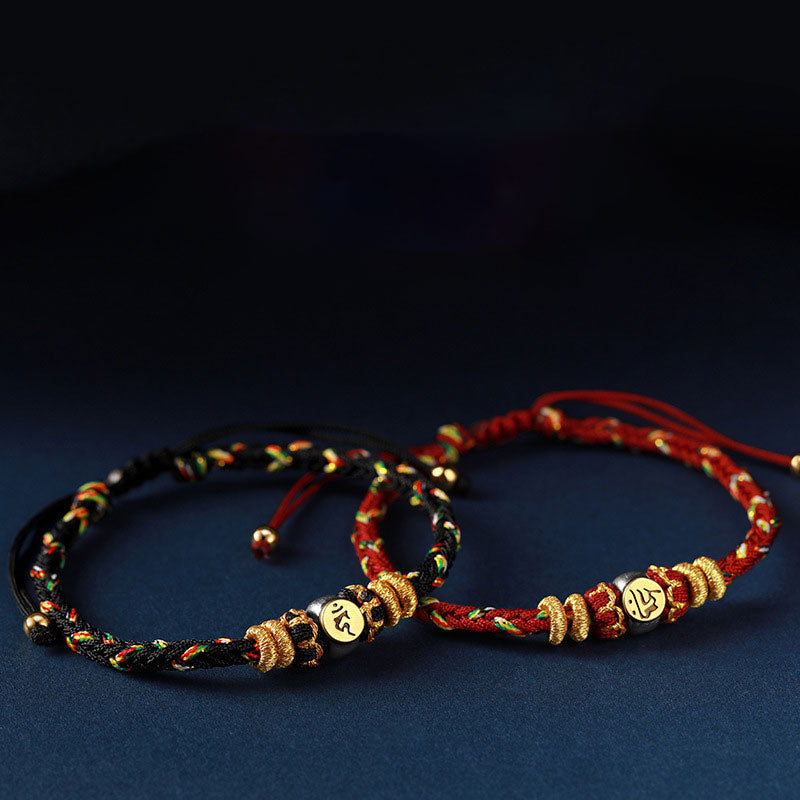 Chinese Zodiac Silver Red String Bracelet 18-28cm