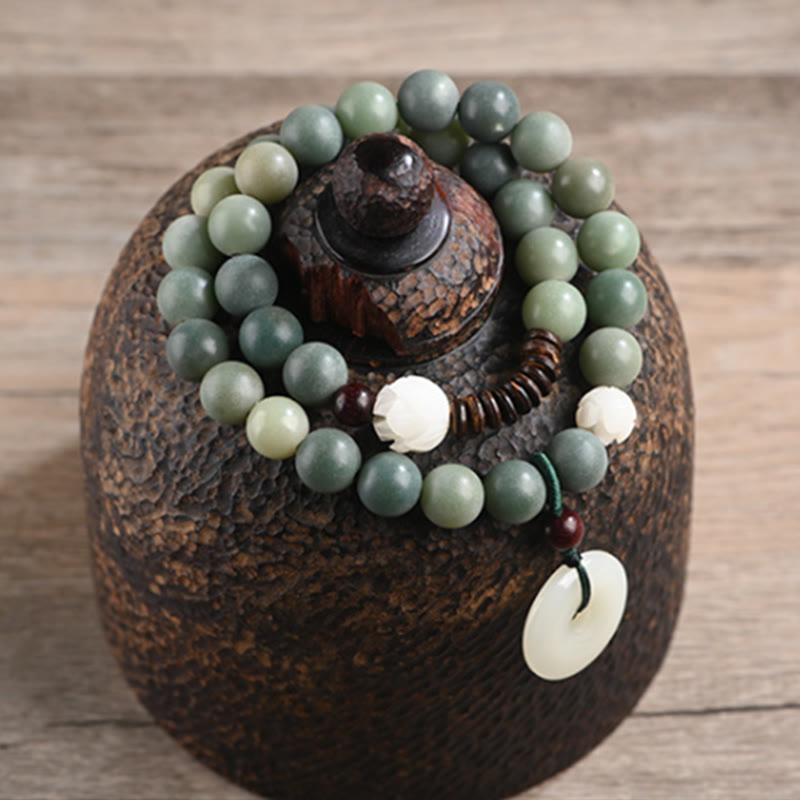 Cyan Bodhi Seed Jade Bracelet for Peace & Wisdom 10mm
