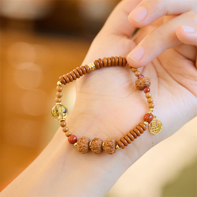 Bracelet Om Mani Padme Hum Graine de Bodhi et Onyx Noir