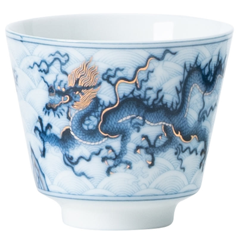 Small Blue White Dragon Ceramic Teacup | 45ml Kung Fu Tea