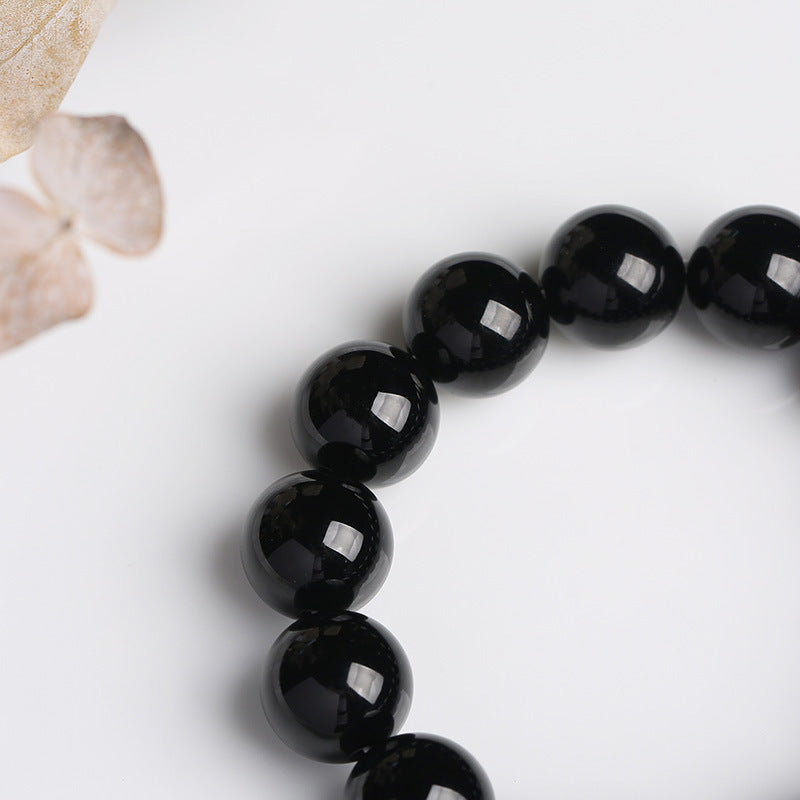 14mm Natural Black Onyx Fortune Protection Bracelet