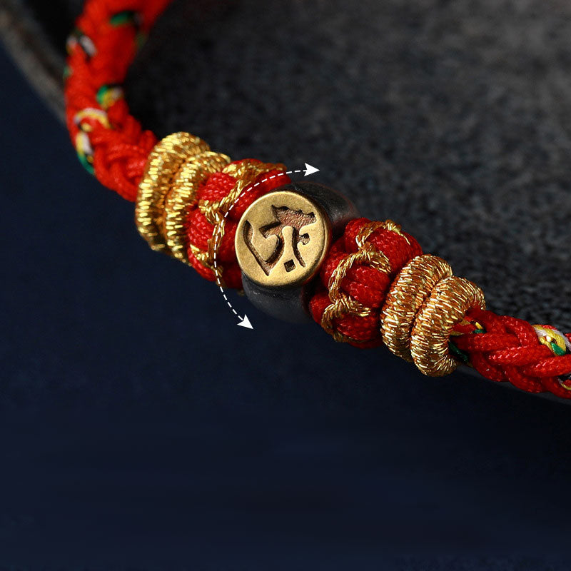 Chinese Zodiac Silver Red String Bracelet 18-28cm