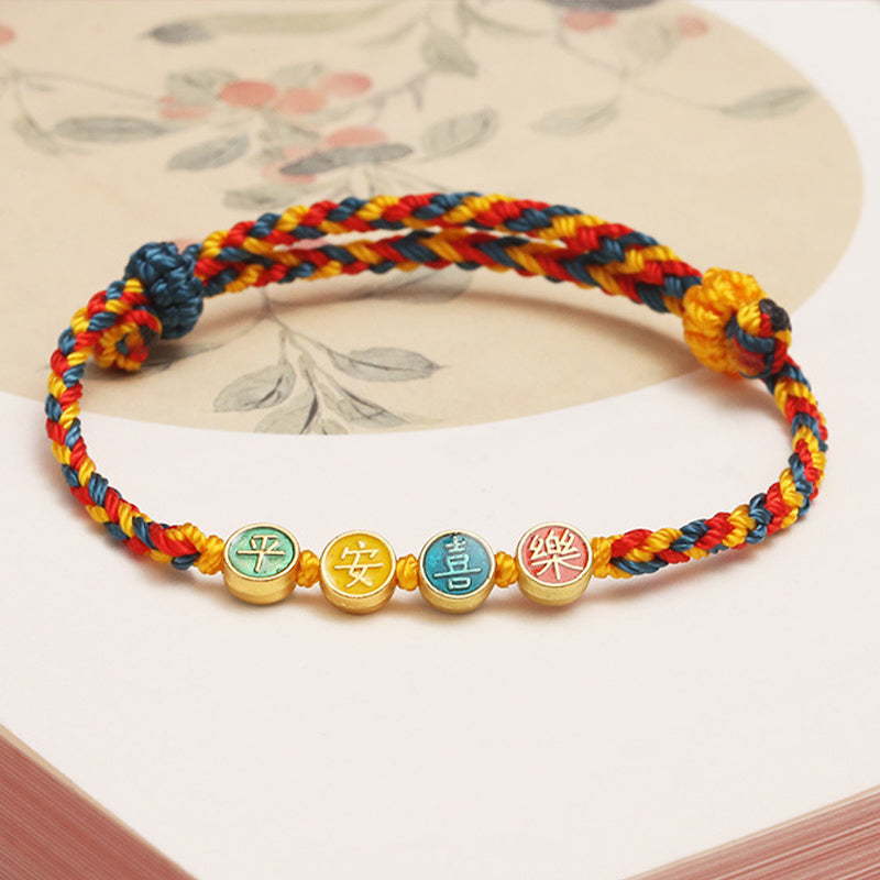 Handmade Dunhuang Color Thread Peace & Joy Protection Bracelet