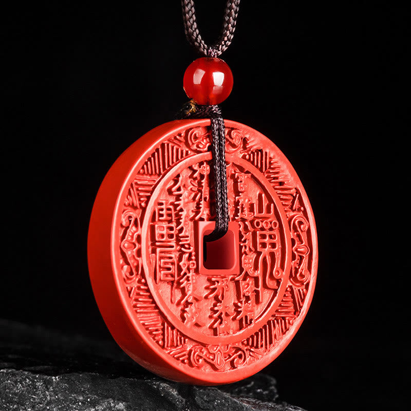 Natural Cinnabar Mountain Ghosts Spend Money Pendant | Blessing Necklace