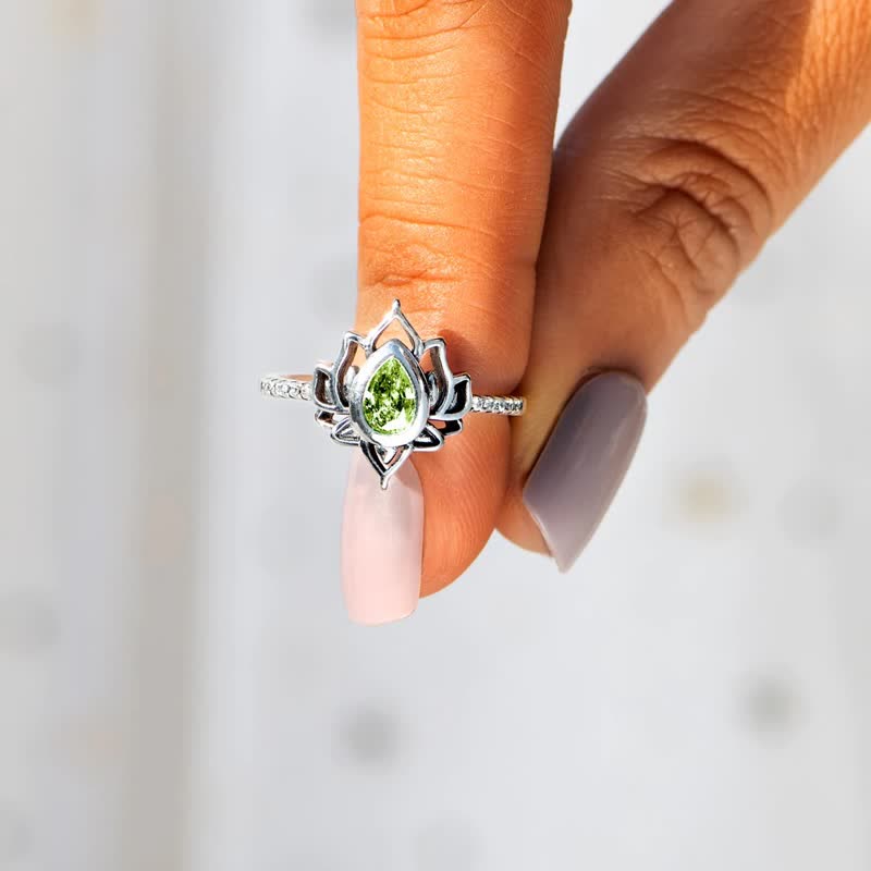 Sterling Silver Lotus Blessing Ring for Protection