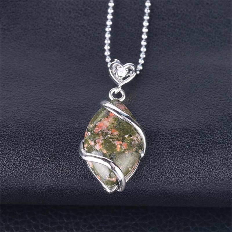 Amethyst Necklace with Natural Marquise Crystal Pendant