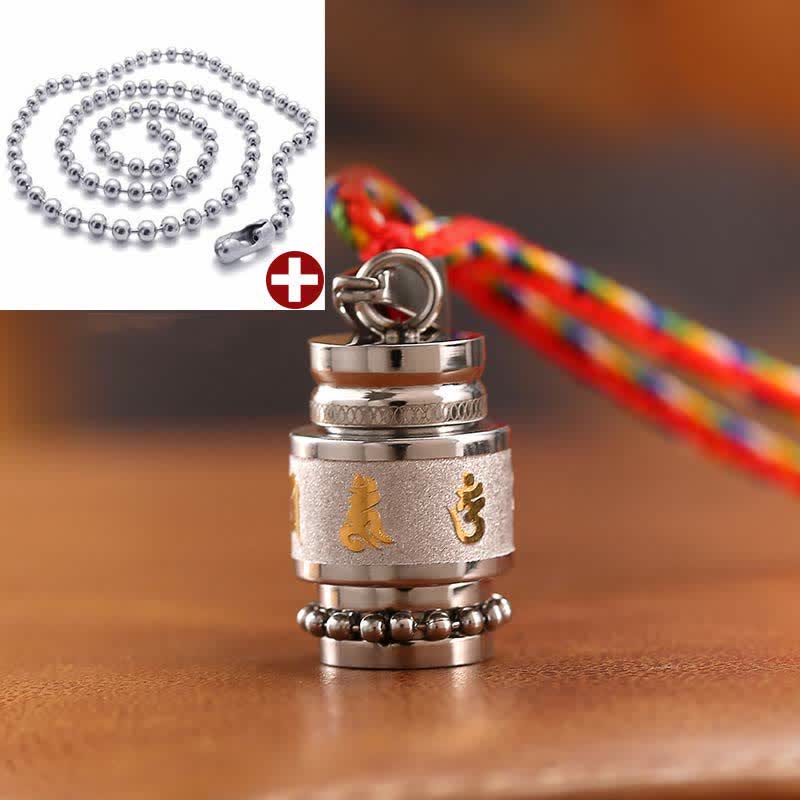 Pendentif de sagesse en acier titane Om Mani Padme Hum 1,2 cm