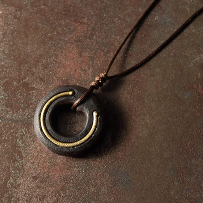 Ebony Wood Zen Circle Necklace | Peace and Calm Pendant