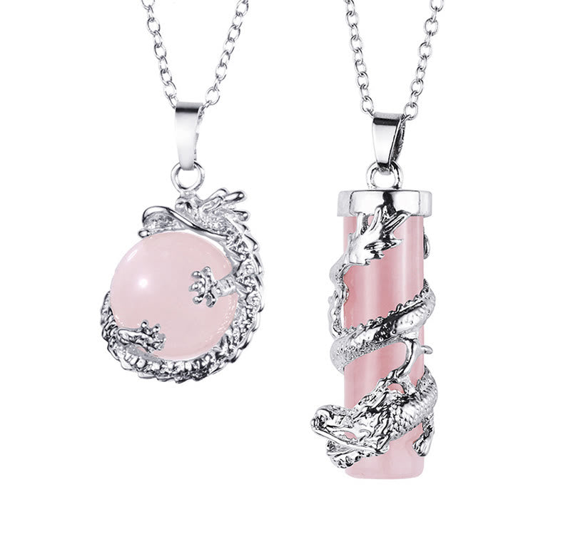 Collier boule ronde enroulée de dragon | Ambiance onyx noir