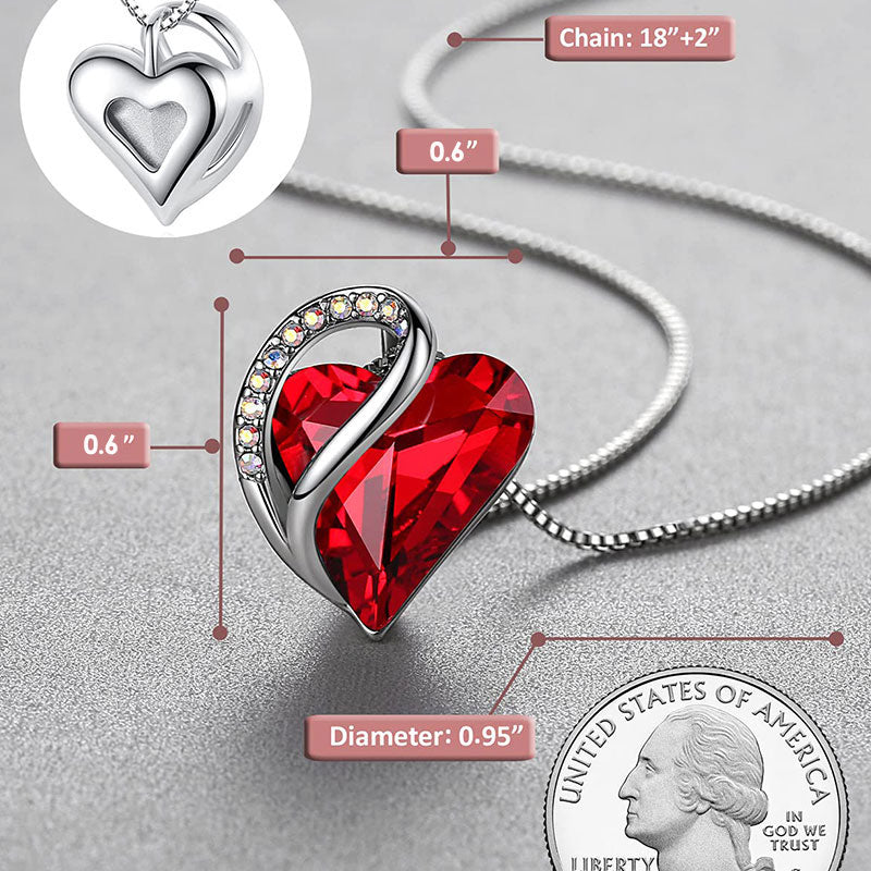 Love Heart Birthstone Healing Energy Necklace Pendant