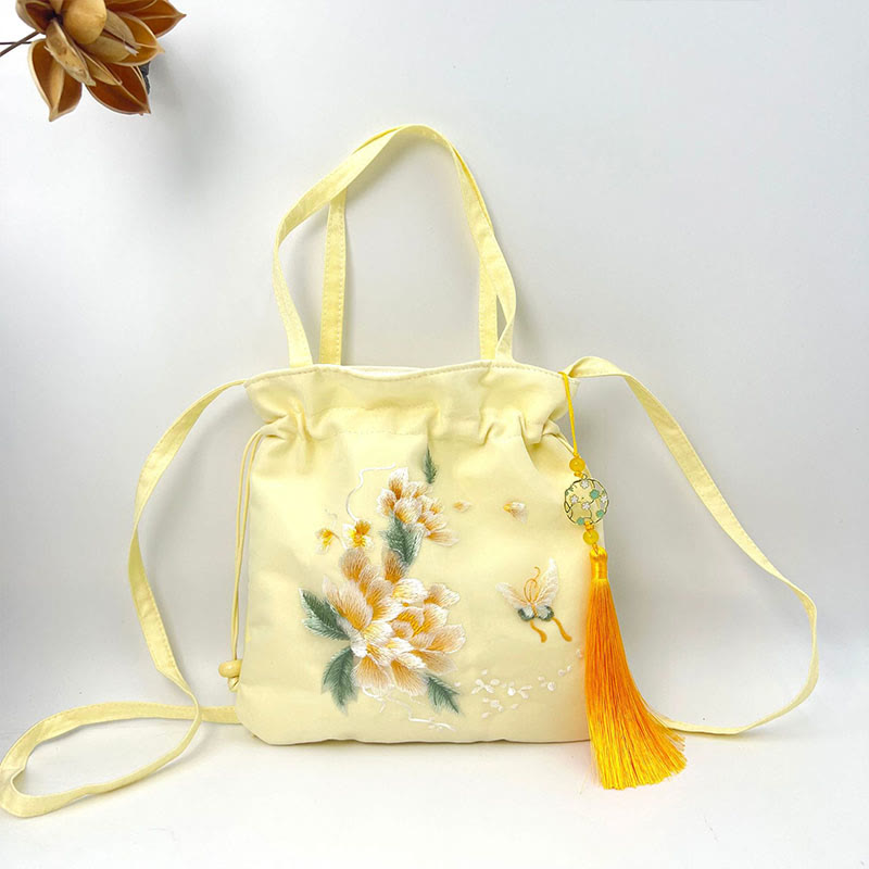 Cotton Linen Yoga Tote Bag with Adjustable Strap 21x22cm
