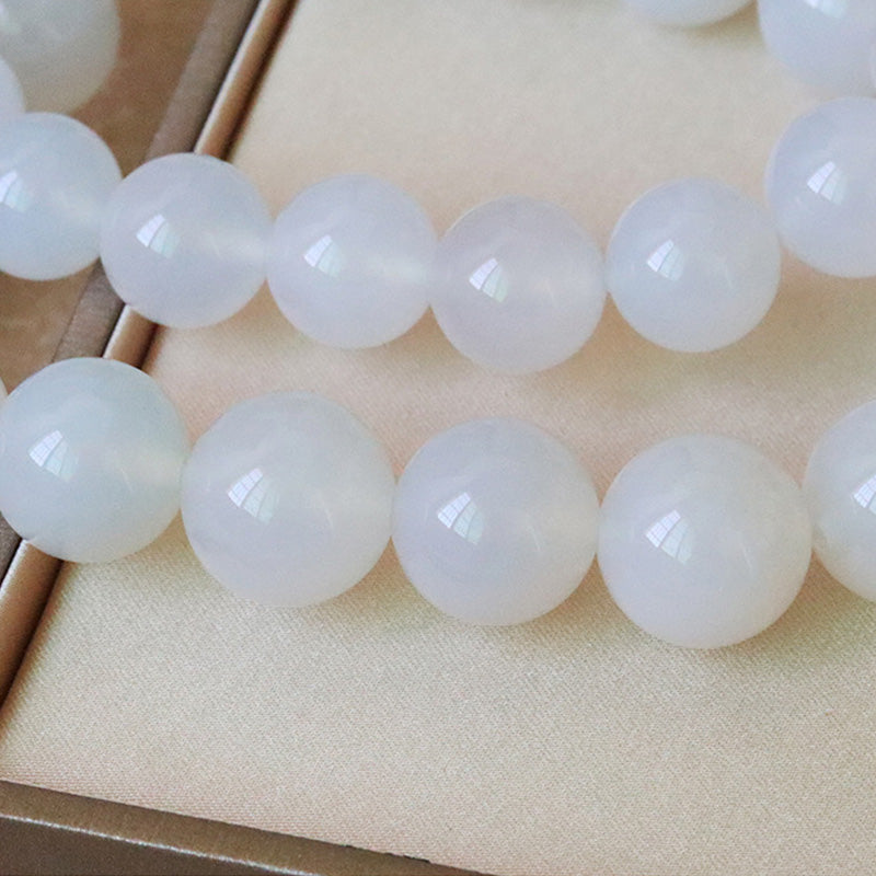 12mm & 14mm White Red Agate Luck Wrist Mala Bracelet