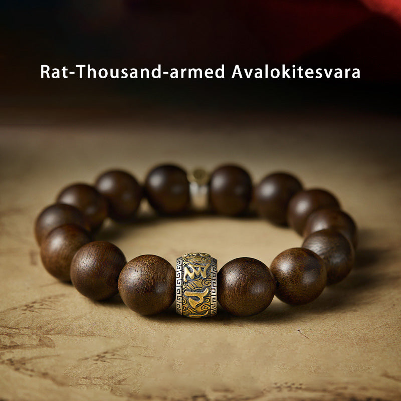 Chinese Zodiac Agarwood Bracelet in Sterling Silver for Spiritual Balance