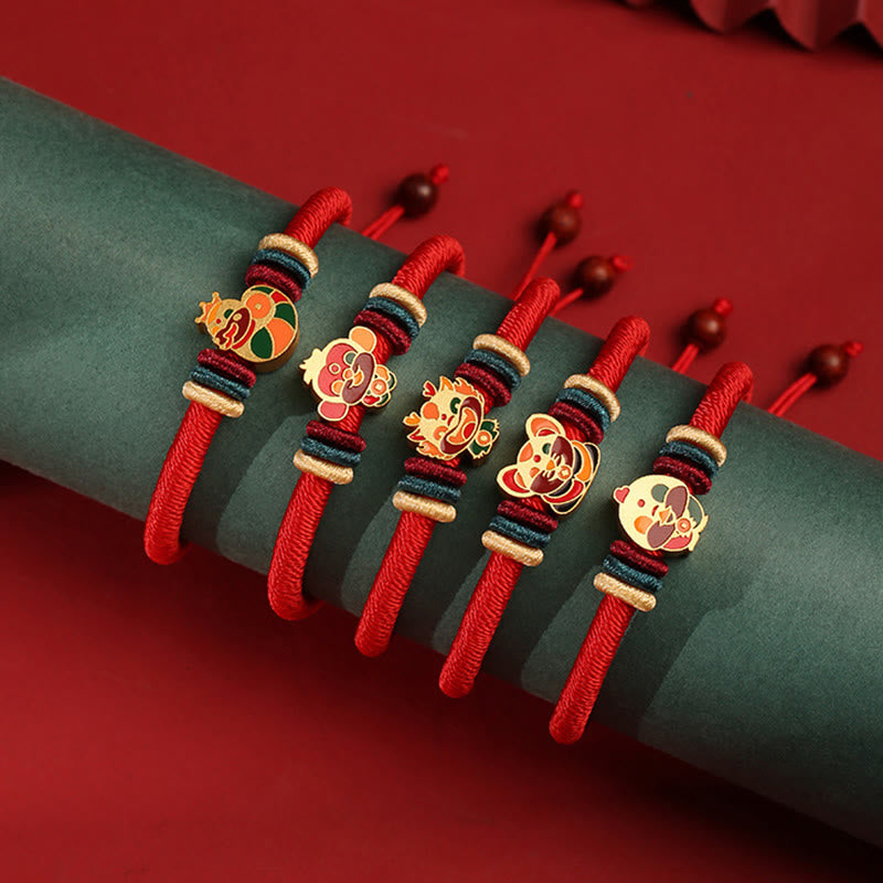 925 Sterling Silver Chinese Zodiac Red Bracelet for Luck