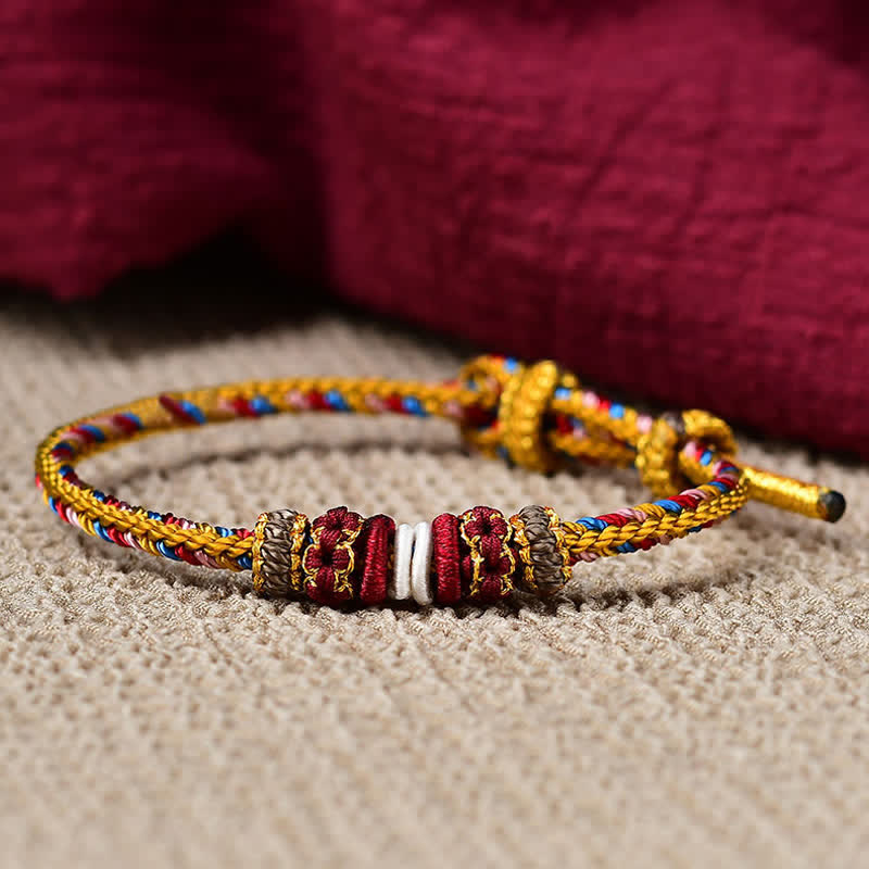 Handmade Dunhuang Color Red String Luck Bracelet