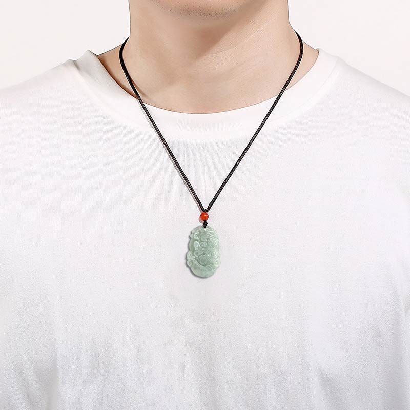 Unisex Jade Chinese Zodiac Success Pendant Necklace