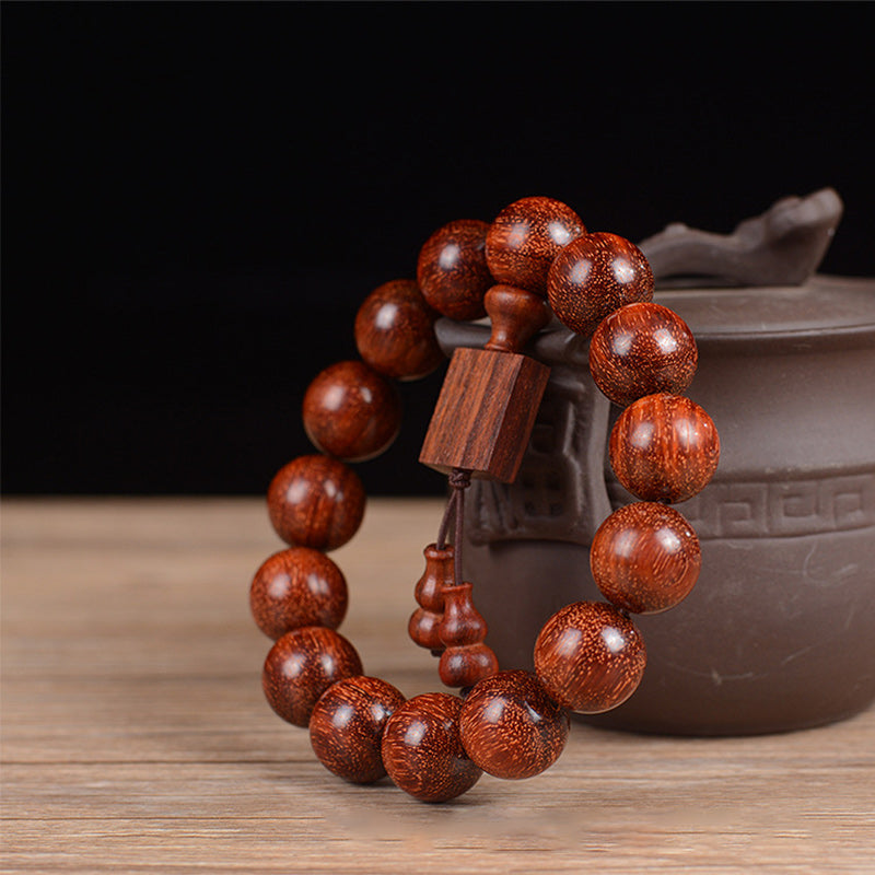 15mm Small Leaf Red Sandalwood Spiritual Bracelet for Relaxation