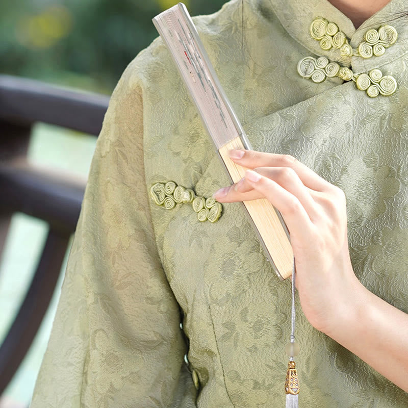 Chinese Folding Fan Jasmine Bamboo Handheld Fan 38cm