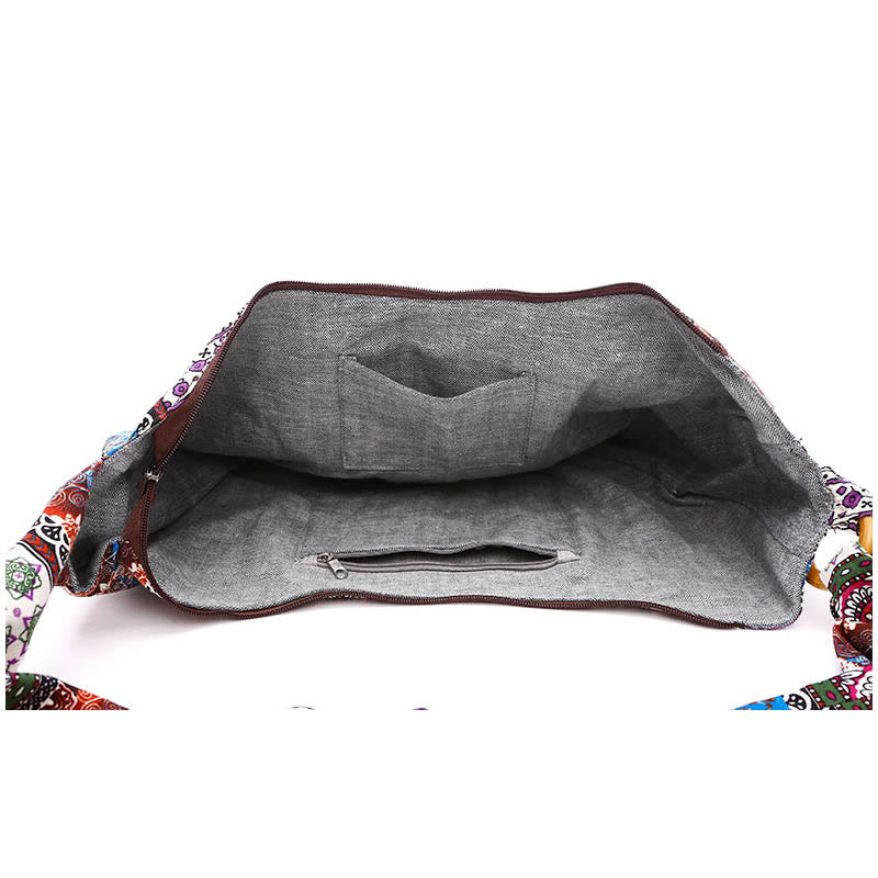 Cotton Stripes Print Crossbody Bag with Adjustable Strap 44cm
