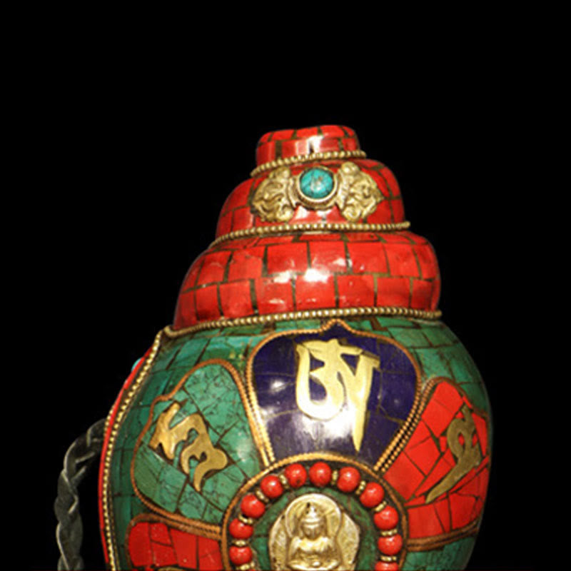 Coquillage tibétain Shankha fait main 23 cm | Décoration Zen