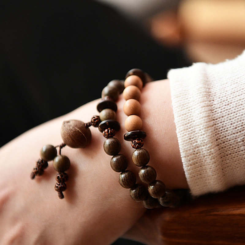 Sandalwood Protection Charm Mala Bracelet 8mm Meditation