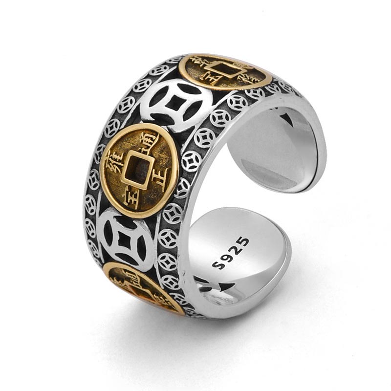 Five-Emperor Coins Adjustable Spiritual Ring | Protection & Balance